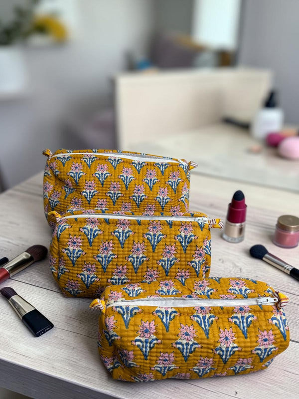Quilted Vanity Set - Mustard Petals
