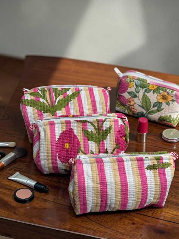 Quilted Pouch Trio- Candy Bloom
