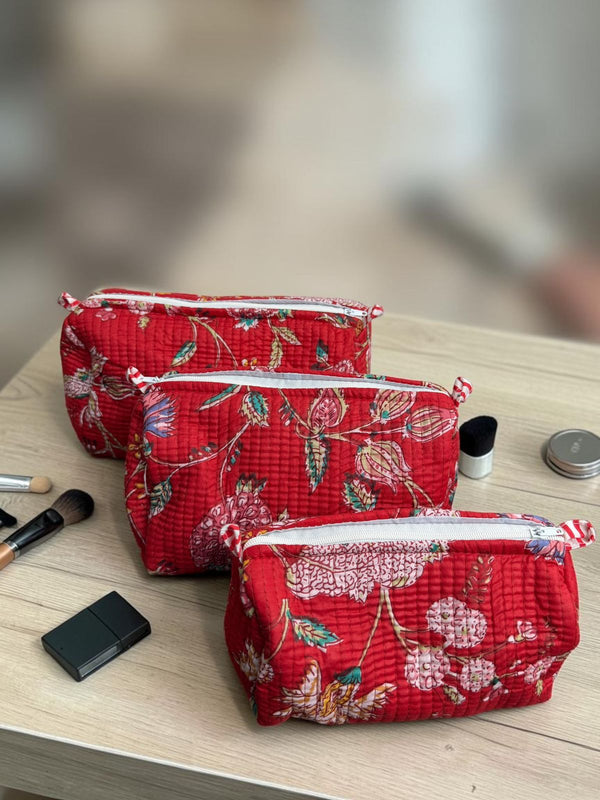 Quilted Pouch Trio- Cherry Blossom