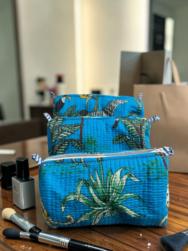 Quilted Pouch Trio - Ocean safari