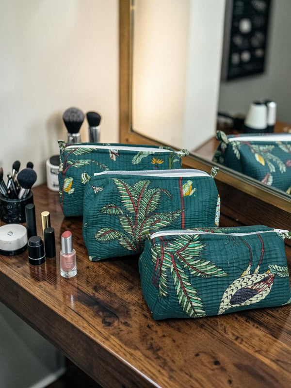 Quilted Vanity Bags – Jungle Mist