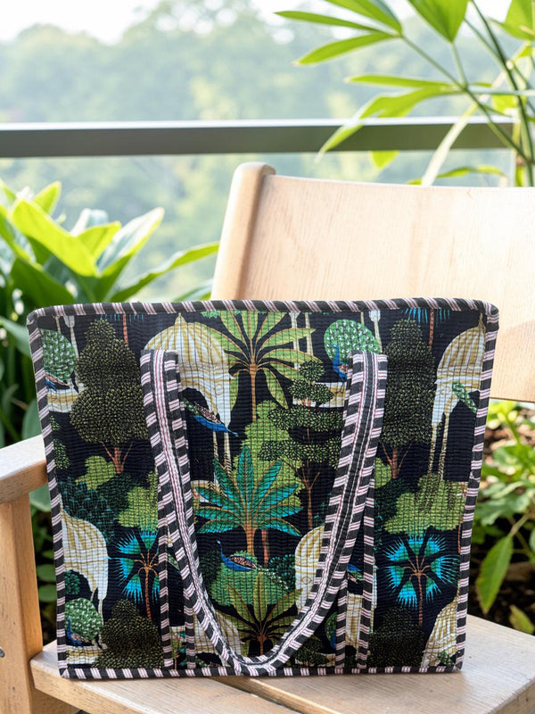 Moon Forest Quilted Tote Bag
