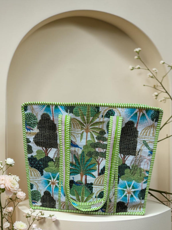 Nature Bloom Quilted Tote Bag