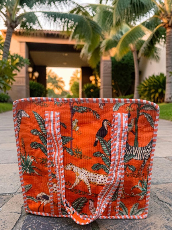 Wild Ember Quilted Tote Bag