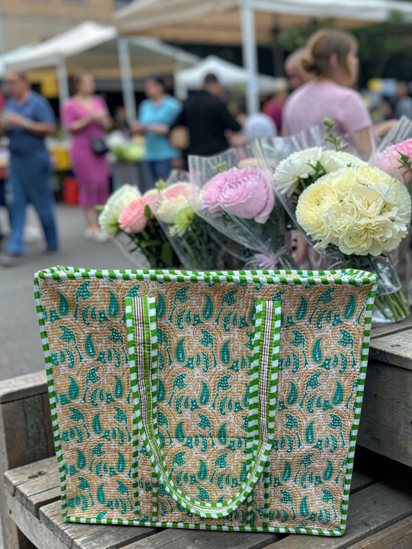 Green Whisper Quilted Tote Bag