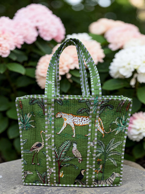 Emerald Safari Quilted Tote Bag