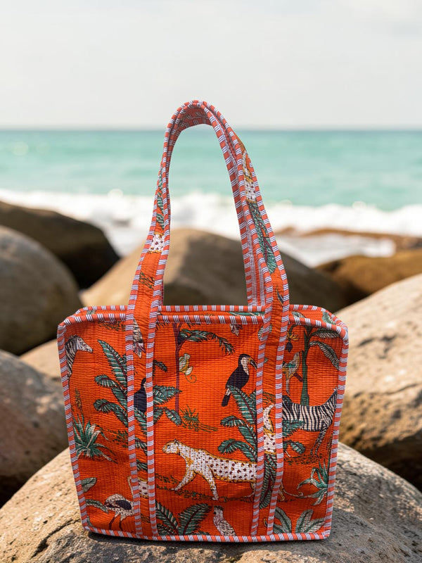 Wild Ember Quilted Tote Bag