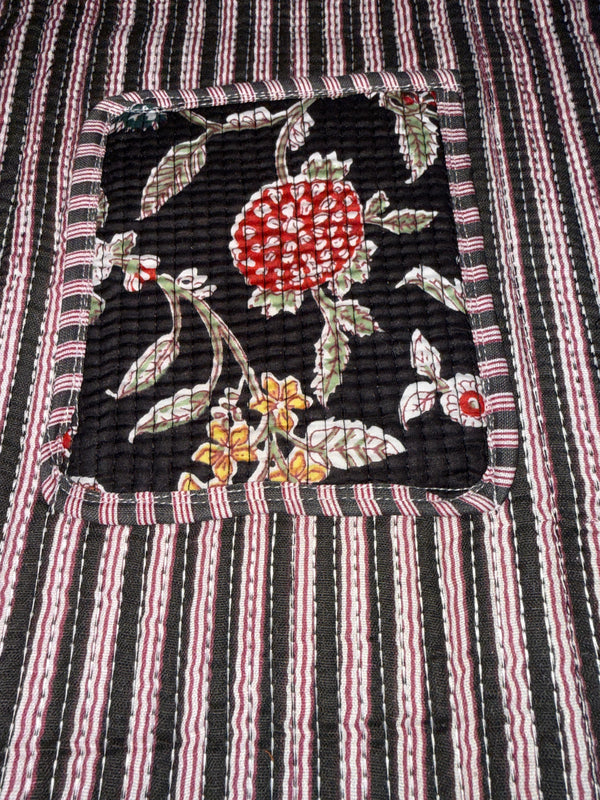 Quilted Tote Bag - Vintage Garden