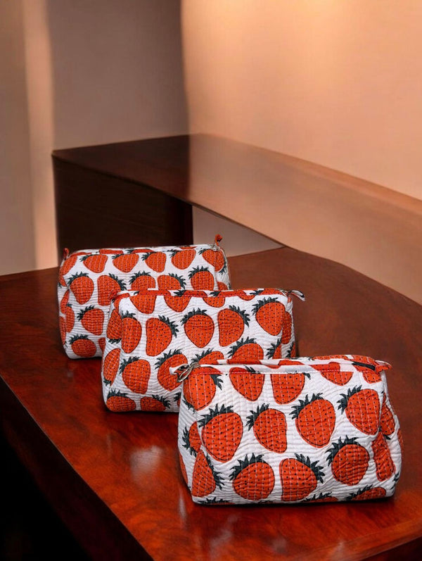 Quilted Pouch Trio  - Berry Bliss