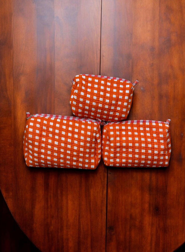 Quilted Pouch Trio - Summer Check