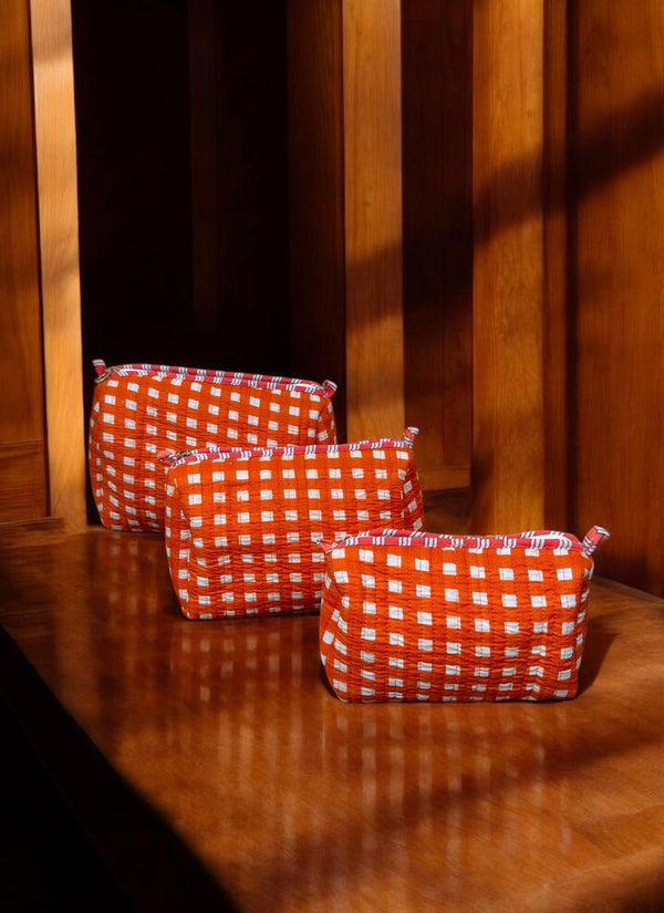 Quilted Pouch Trio - Summer Check