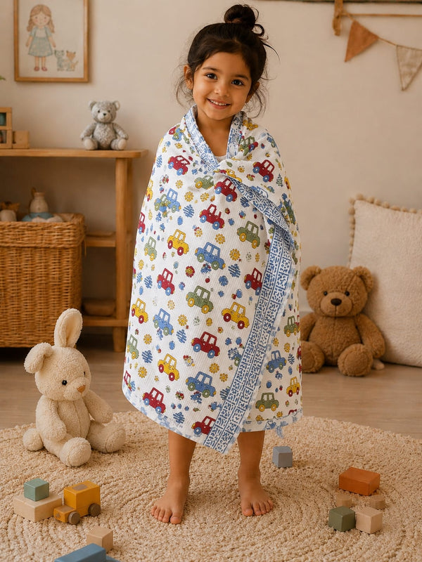 Little Wheels Waffle Baby Towel