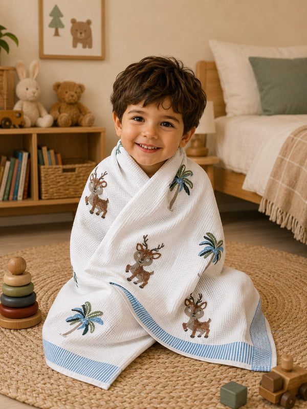 Woodland Fawn Waffle  Baby Towel