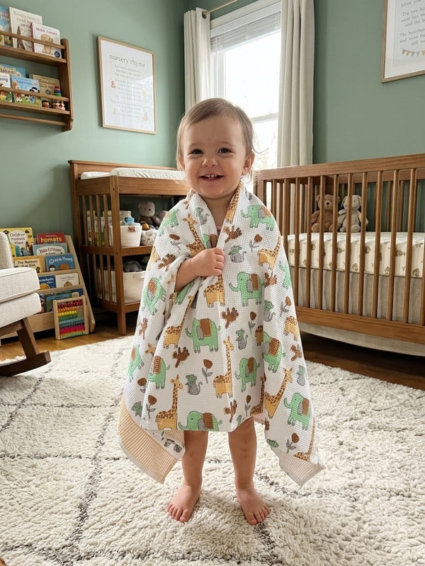 Safari Friends Waffle Baby Towel