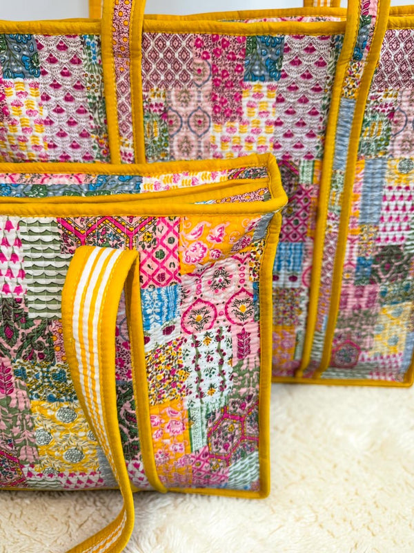 Sunny Meadow Quilted Tote Bag