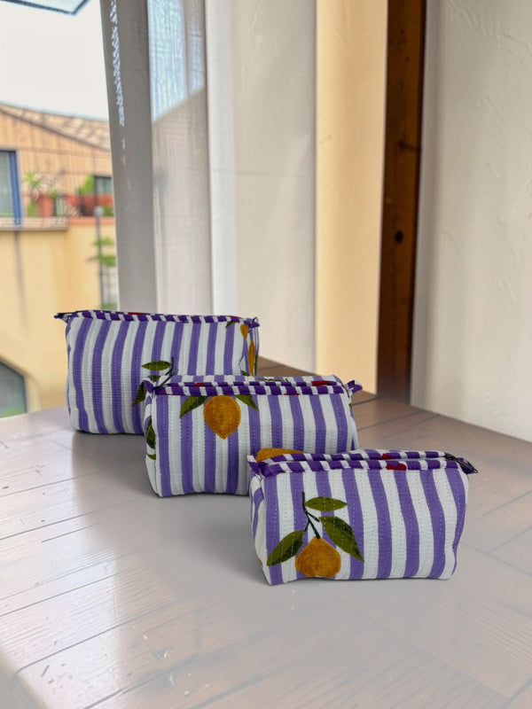 Lavender Citrus Stripe Pouch Set