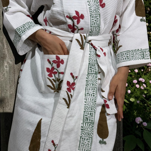 Meadow Vine Waffle Cotton Bathrobe