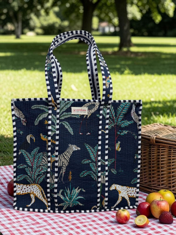 Quilted Tote Bag - Midnight Aranya