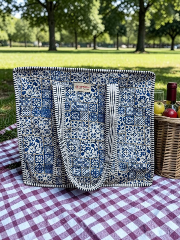 Quilted Tote Bag - Indigo Kashi