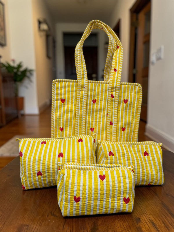 Quilted Tote Bag - Sunshine Hearts