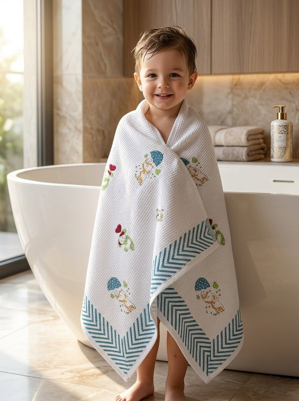Jungle Jamboree Waffle Baby Towel