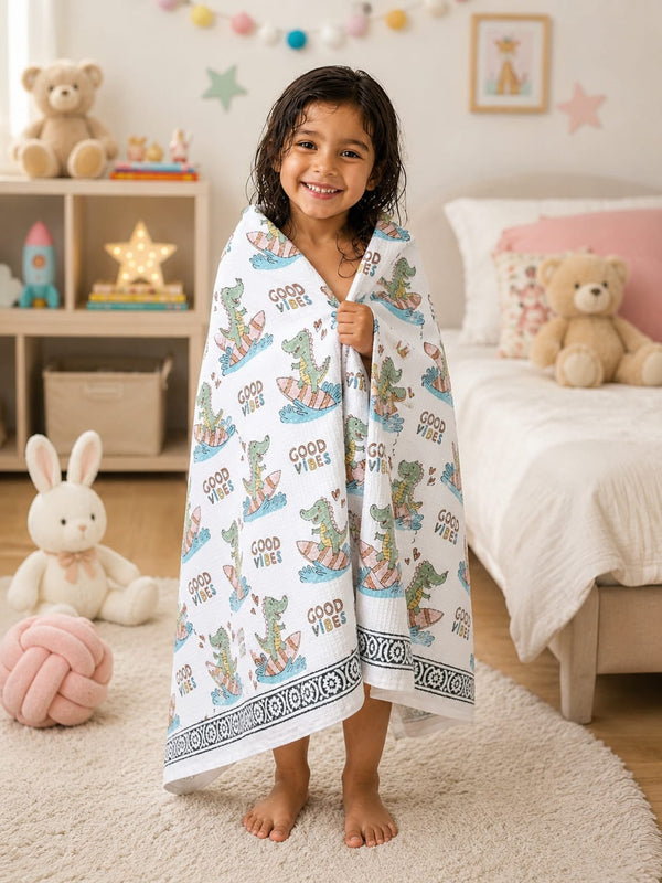 Good Vibes Waffle Baby Towel