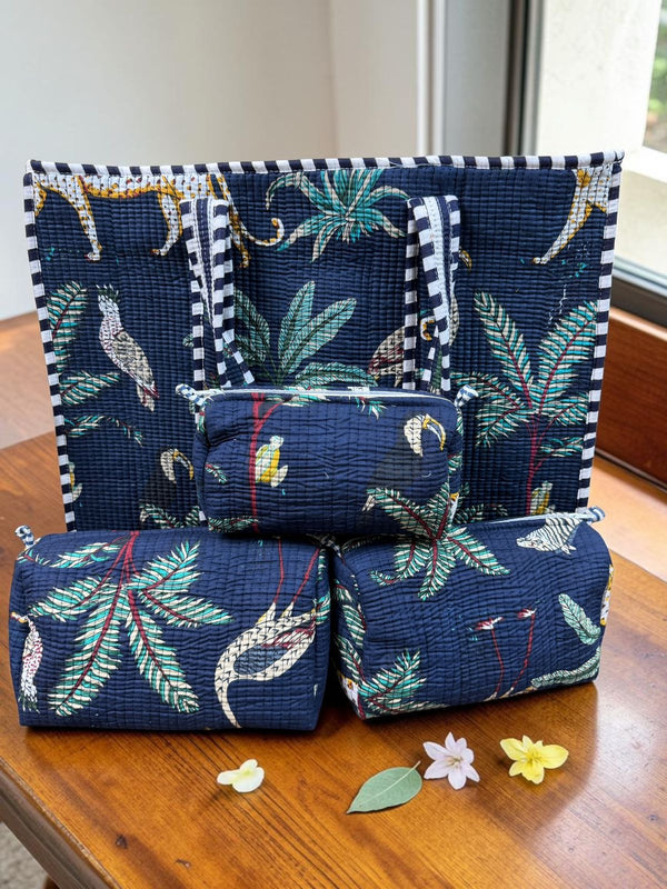 Quilted Tote Bag - Midnight Aranya