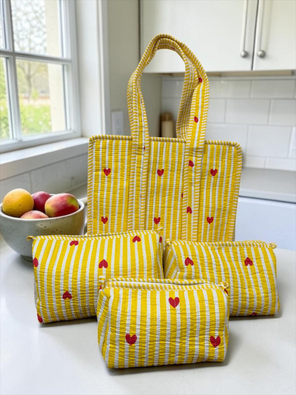 Quilted Tote Bag - Sunshine Hearts