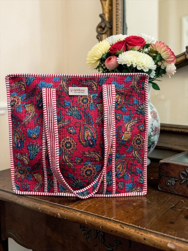Quilted Tote Bag - Laal Rangrez