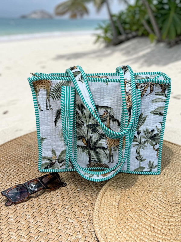 Quilted Tote Bag - Safari Mist