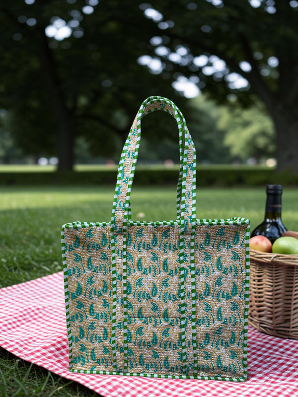 Green Whisper Quilted Tote Bag