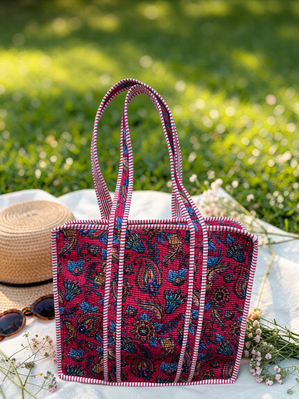 Quilted Tote Bag - Laal Rangrez