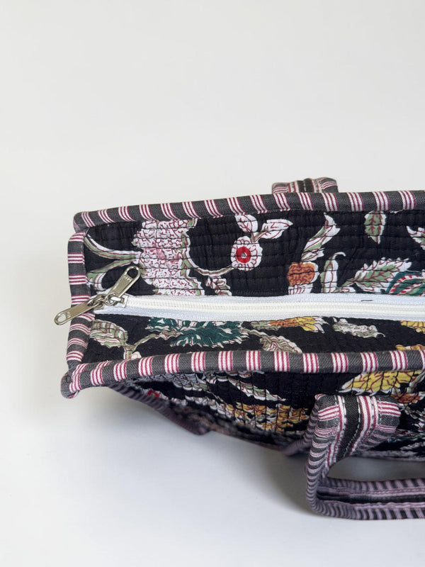 Quilted Tote Bag - Vintage Garden