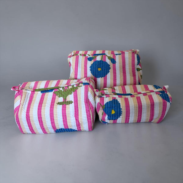 Quilted Pouch Trio- Candy Bloom