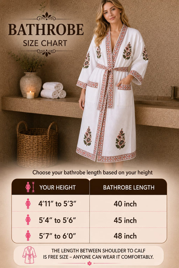 Rustic Bloom Waffle Cotton Bathrobe