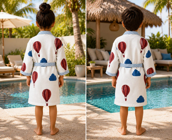 Balloon Dreams Waffle Cotton Bathrobe for Kids