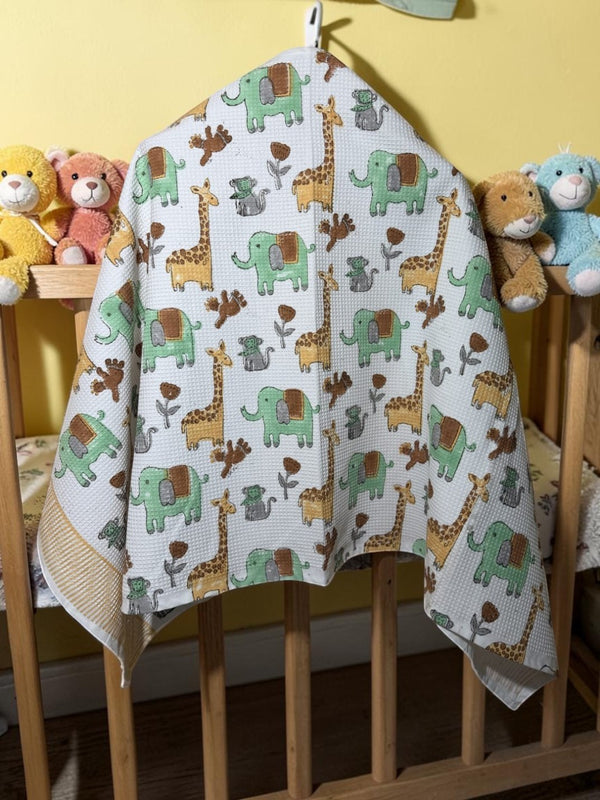 Safari Friends Waffle Baby Towel