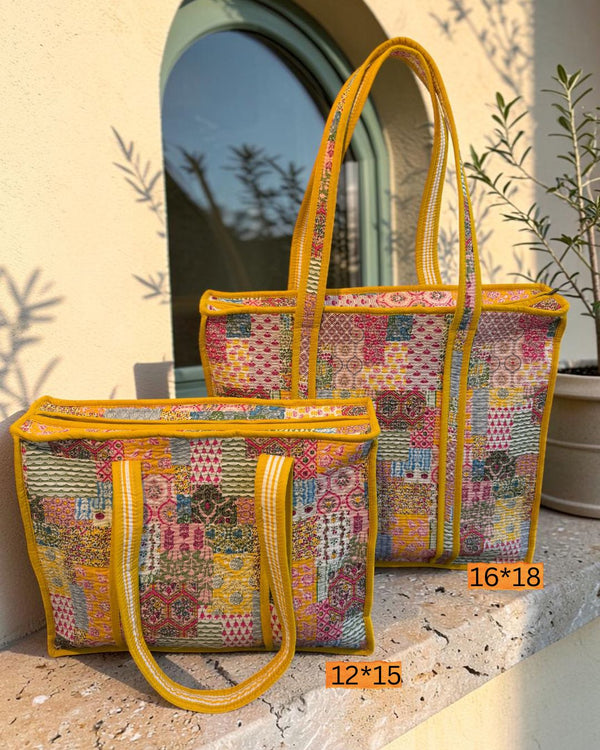 Sunny Meadow Quilted Tote Bag