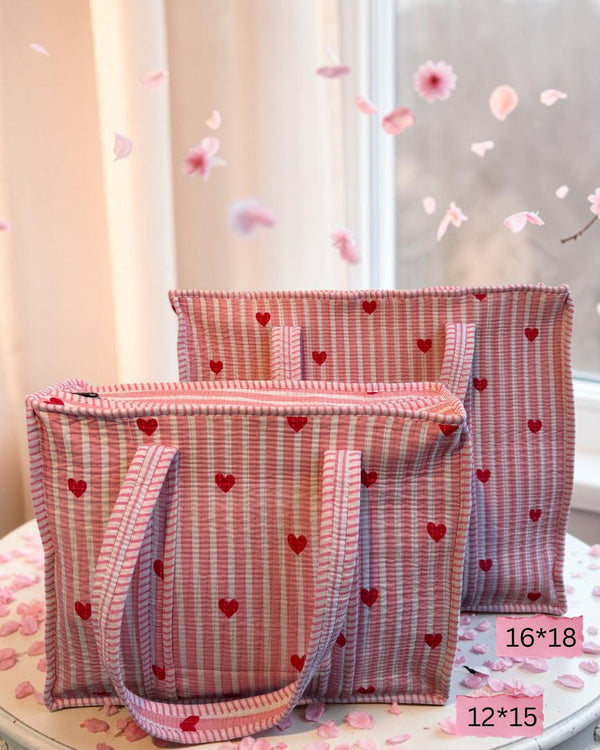 Candy Hearts Quilted Tote Bag