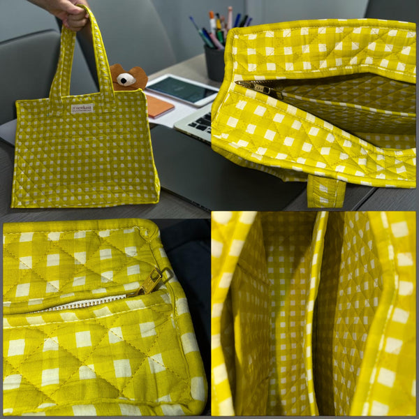 Olive Check - Office Tote Bag