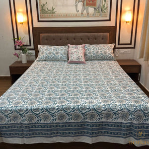 SUNFLOWER PRINT JAIPURI PREMIUM COTTON BEDSHEET (KING SIZE 108*108) - newkasa